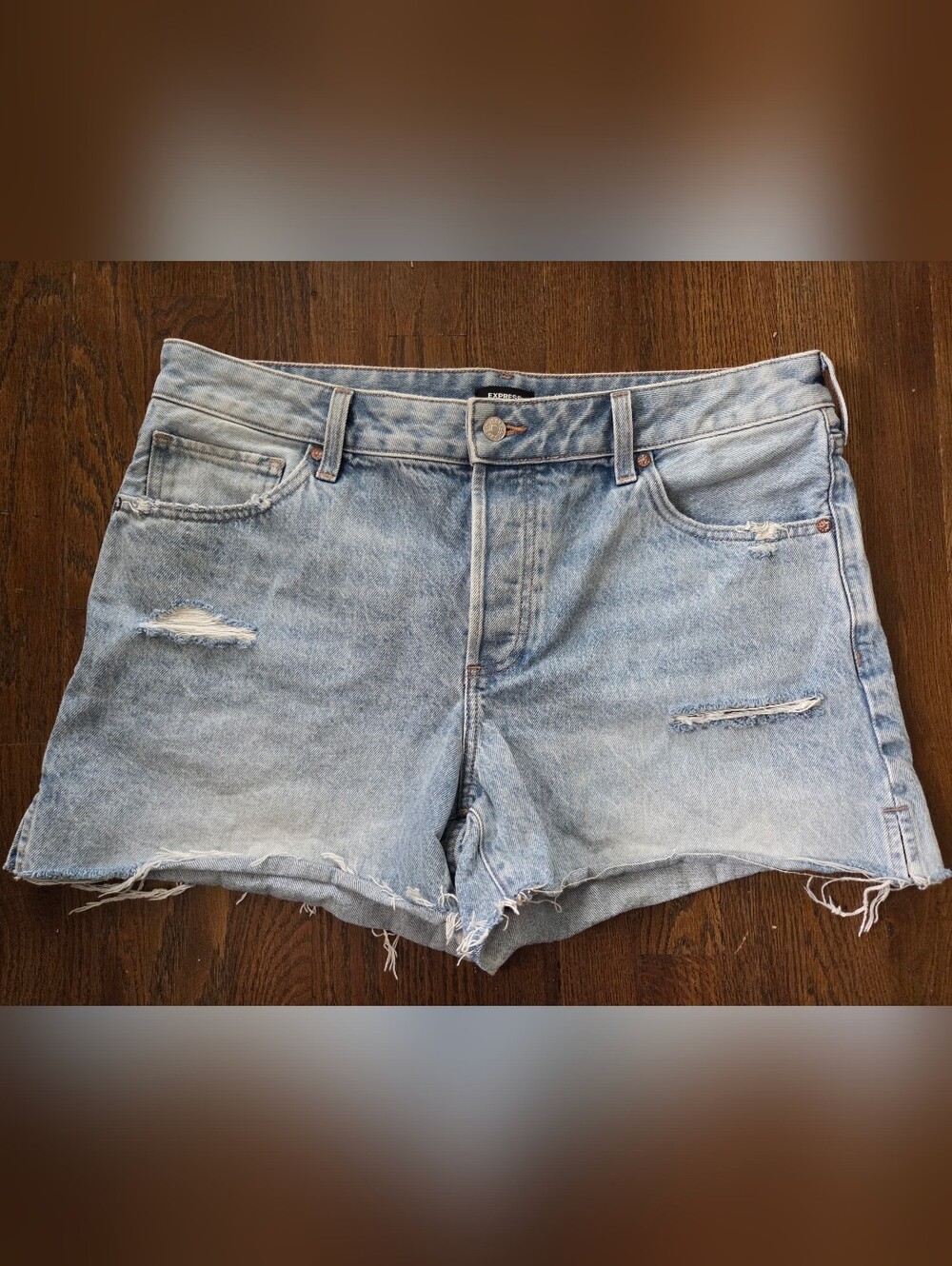 Express Womens 14 Boyfriend Midi Destroyed Jean Short